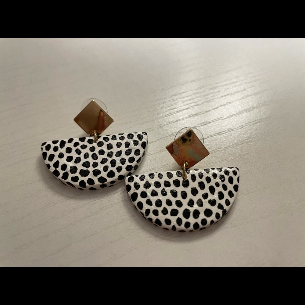 Hand painted clay and gold stud dangles
